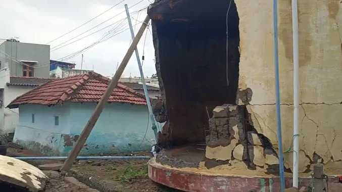 Water tank damaged