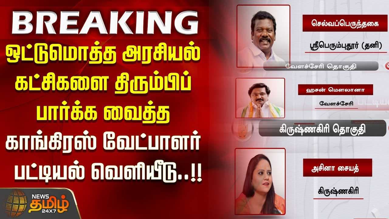 காங்கிரஸ் வேட்பாளர் பட்டியல் வெளியீடு