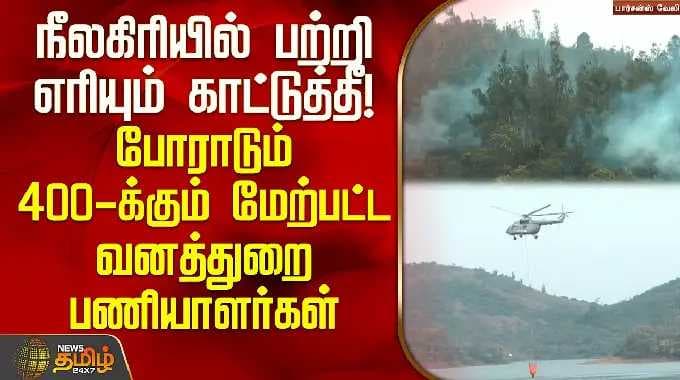 நீலகிரியில் எரியும் காட்டுத்தீ! போராடும் 400-க்கும் மேற்பட்ட வனத்துறை பணியாளர்கள் | Nilgiris Fire