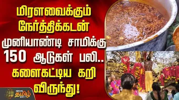 Madurai | மிரளவைக்கும் நேர்த்திக்கடன்.. முனியாண்டி சாமிக்கு 150 ஆடுகள் பலி.. களைகட்டிய கறி விருந்து!