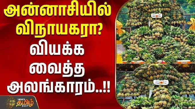 அன்னாசியில் விநாயகரா? வியக்க வைத்த அலங்காரம்..!! | Vellore | 18 feet Vinayagar